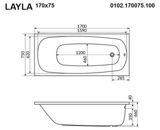 Гидромассажная ванна Whitecross Layla 0102.170075.100.RELAX.CR 170x75см Relax хром